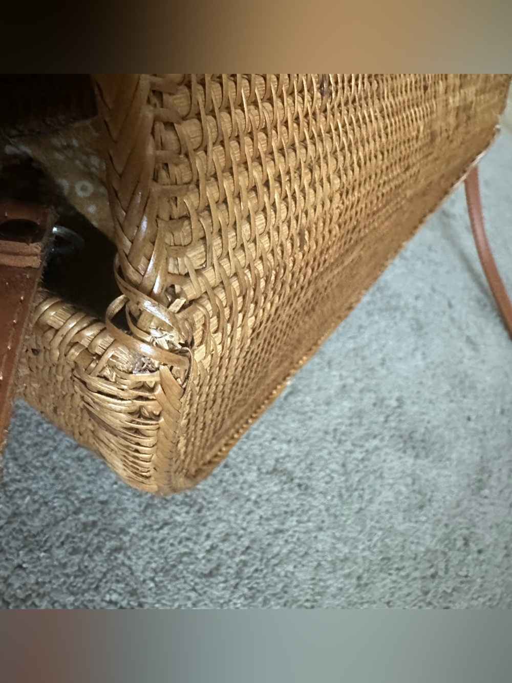 Anthropologie Rattan Woven Crossbody Bag in Tan/Brown Natural Lightweight - Picture 4 of 16